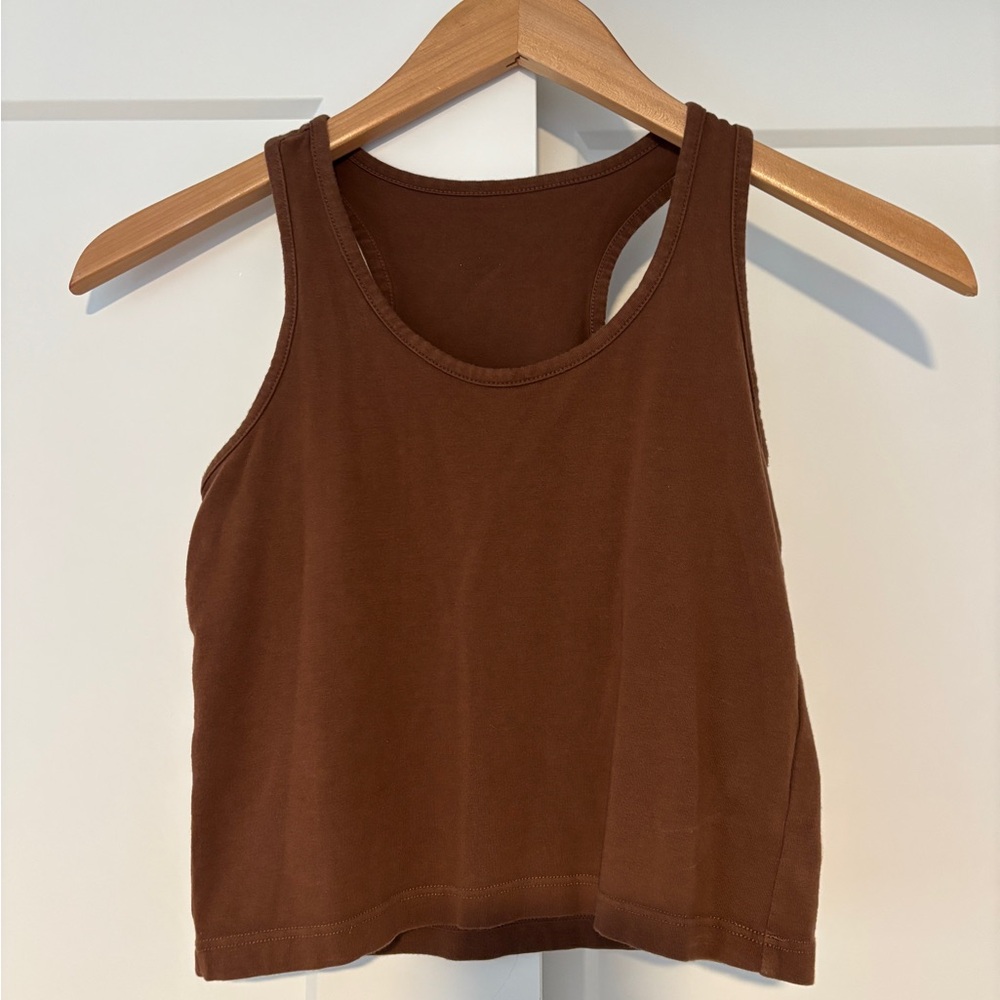 Amazon Brown Fitted Crop Tank Top